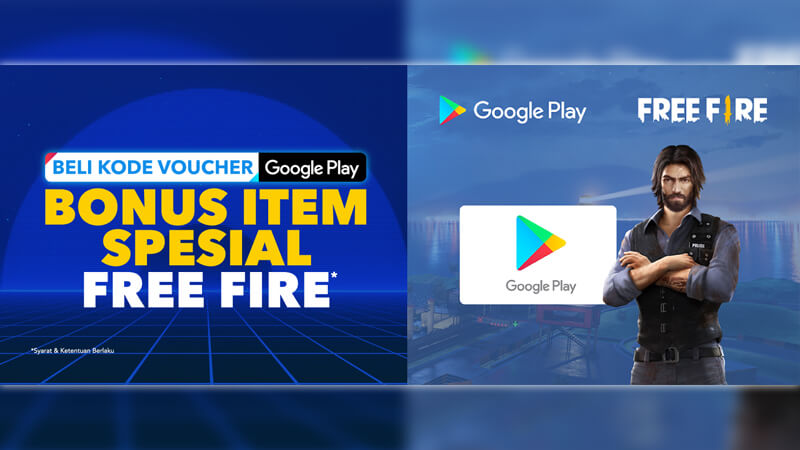 Promo Beli Kode Voucher Google Play, BONUS Item Free Fire - IndoCara